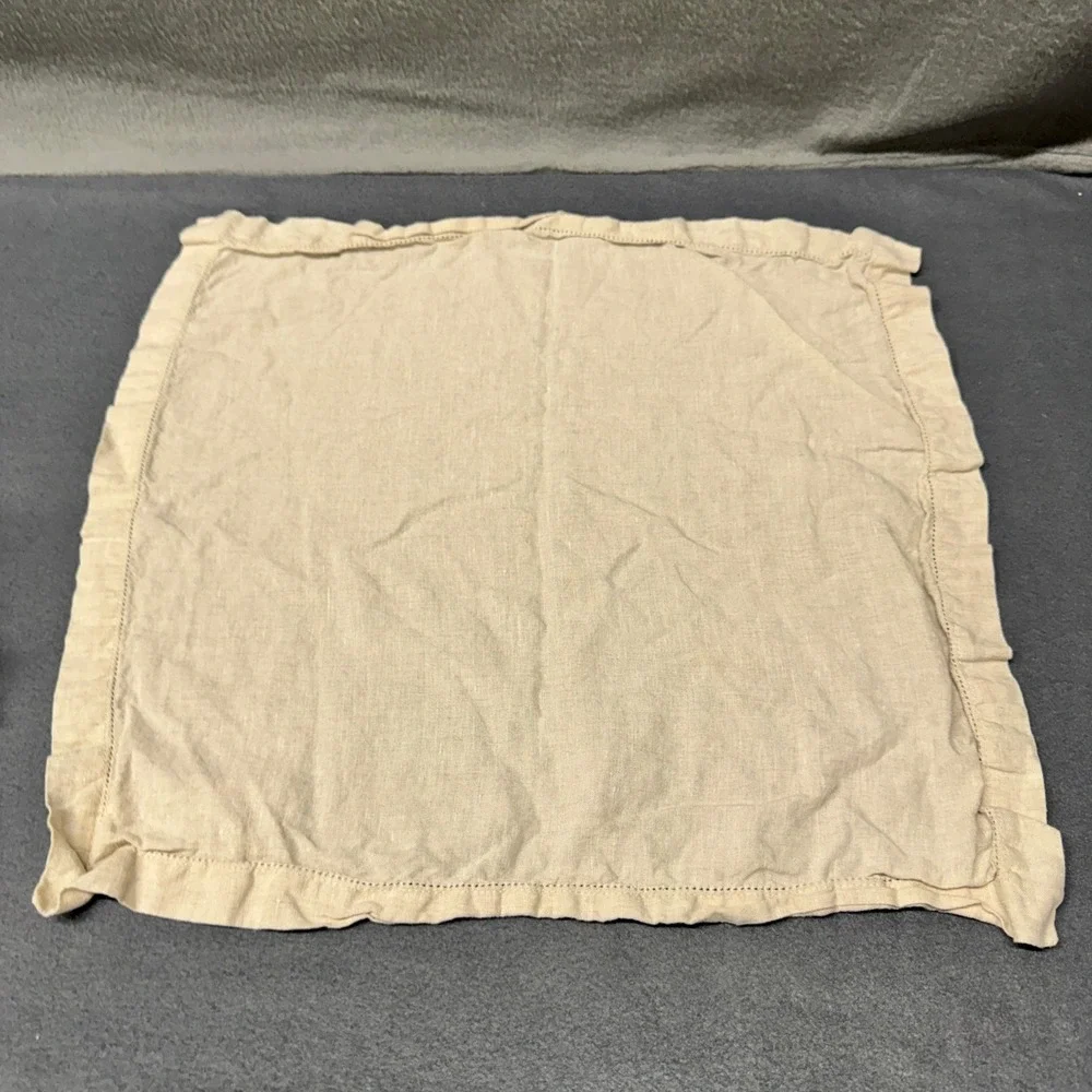 Pottery Barn Linen Napkins Set of‎ 4 Hemstitch Flax Tan Table Linens 20